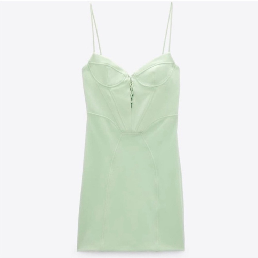 light green mini Zara corset dress never worn with tags